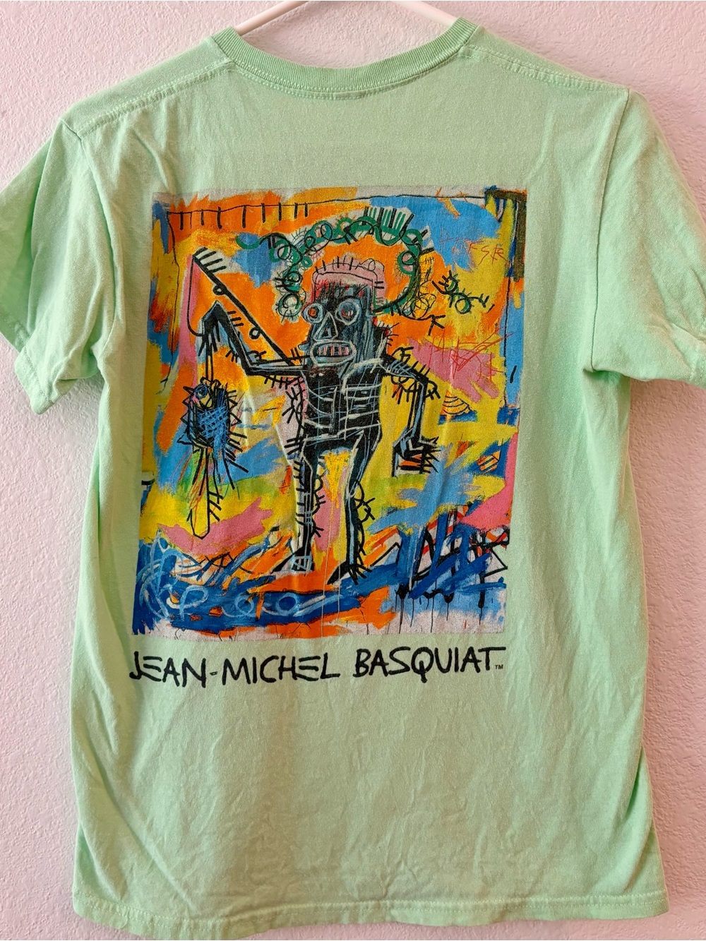 Jean-Michel Basquiat Graphic 1981 ‘Fishing’ T-Shirt Mint Green Sz Small